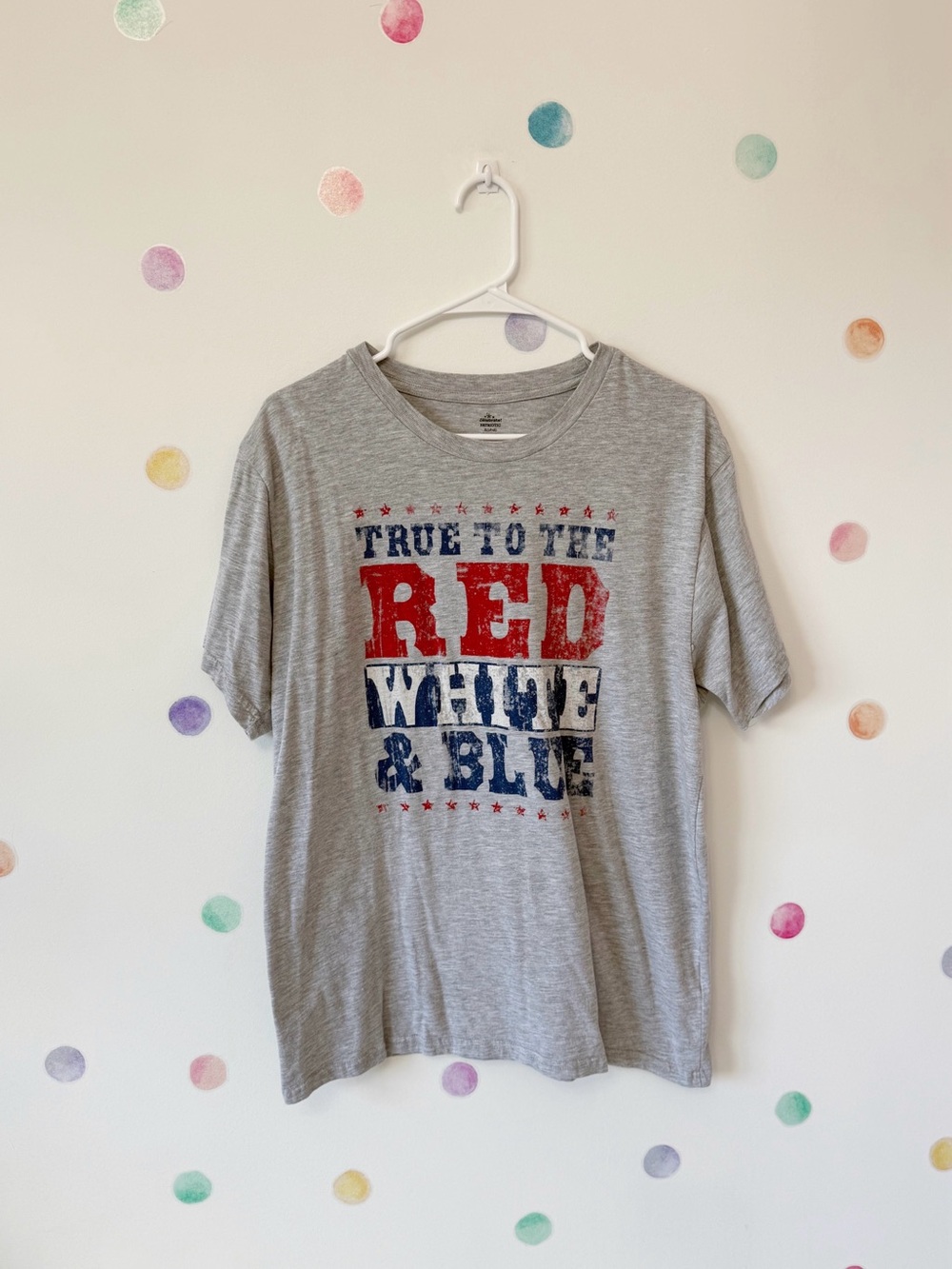 Men's Gray Graphic Tee - Red White & Blue